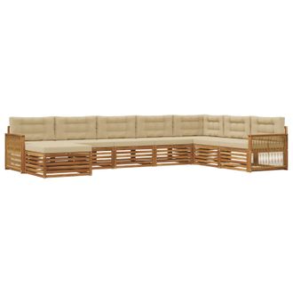 vidaXL Conjunto De Sof&aacute;s De Exterior Con Coj&iacute;n 8 Pcs Natural Y Beige Vidaxl