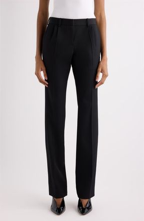 Balenciaga Slim Fit Pleated Tailored Wool Stretch Twill Pants in 1000 Black at Nordstrom, Size 12 Us
