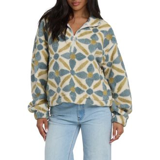 Billabong All the Time High Pile Fleece Quarter Zip Pullover in Mason Blue at Nordstrom Rack, Size X-Large
