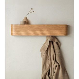 OEM Perchero De Pared De Madera De Dise&ntilde;o Moderno Con Ganchos Ocultos. Panel De Chapa De Roble Macizo Crezuo.-crezuo