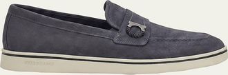 Ferragamo Mens Tancredi Suede Boat Shoe Loafers