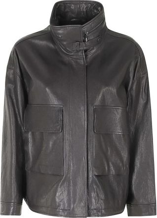 Emporio Armani Leren Jassen - Dames - Leren en Su&egrave;de Jassen - Zwart - S - Leer - Jassen