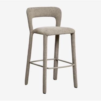 Sklum Pack De 4 Taburetes Altos Con Respaldo Tapizado Brusel Sklum