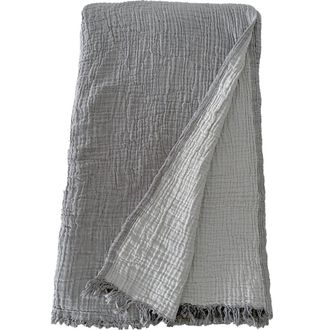 Anaya with Love Crinkled Turkish Cotton Cuddle Throw in Charcoal Grey at Nordstrom