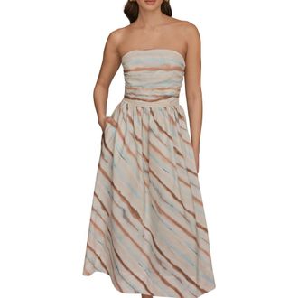 DKNY Watercolor Print Strapless Maxi Dress in Waterclr S at Nordstrom, Size 12