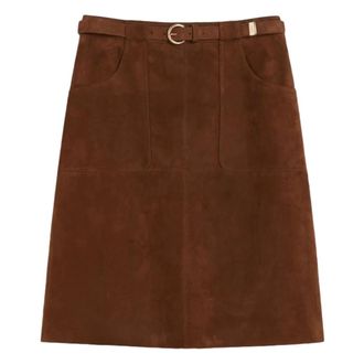 Max Mara Short Skirts, female, Brown, Size: 2XS Gonna in pelle A