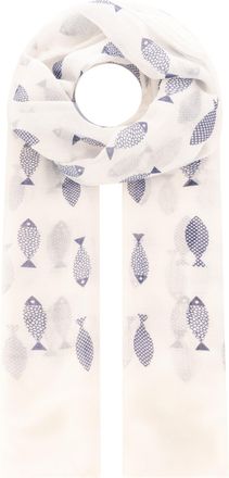 Zwillingsherz Schal ZWILLINGSHERZ Fisch, Damen, wei&szlig;, Web, Obermaterial: 100% Polyester, Modet&uuml;cher Schal, Fischmotiv, leichter Stoff, maritimer Look