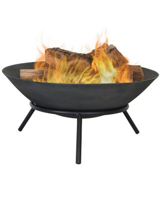 Sunnydaze 22In Fire Pit Cast Iron With Steel Finish Raised Portable Fire Bowl