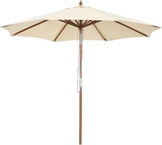 Costway Sombrilla 2,7 M De Exterior, Sombrilla Con Estructura De Madera De Polea Con 8 Varillas Para Jard&iacute;n (2.7m) - Costway