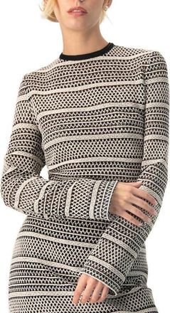 Ivonne Long Sleeve Knit Crop Top in Black at Nordstrom, Size 10