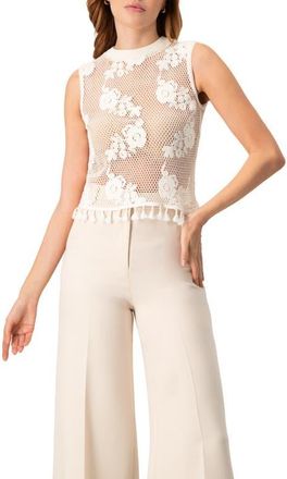 Ivonne Sleeveless Knitted Fringe Top in Ivory at Nordstrom, Size 10