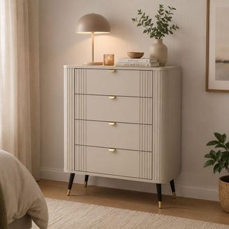 Dmora C&oacute;moda Lanoha, 4 Cajones, Apertura Deslizante, Cierre Deslizante, 78x40x98h Cm Beige Cashmere