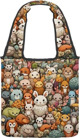Generic Home for Furry Animals Reversible Canvas Shoulder Tote - Double-Sided Print, 12oz Cotton, 27cm Drop, Fold-Flat Bag for Travel, Shopping, Street Outing