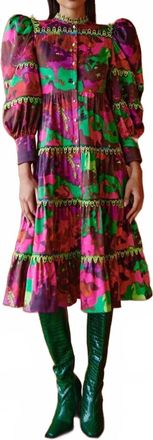 Celia B Tiered Hasu Midi Dress In Multi