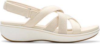 Clarks Womens Athleisure Wedge Sandal, Cream Textile, 9.5 Wide