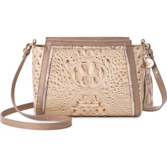 Brahmin Hillary Croc Embossed Leather Crossbody Bag in Beige Multi at Nordstrom