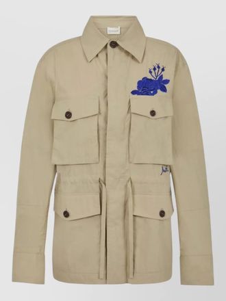 Parosh embroidered shirt jacket collared neck pockets