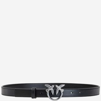 Pinko Womens Love Berry Leather Belt Black