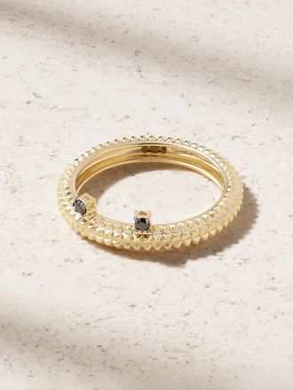 Yvonne Léon Anello In Oro 9 Carati Con Diamanti Alliance Crapaud