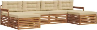 vidaXL Conjunto De Sof&aacute;s De Exterior 6 Uds. Natural Y Beige Vidaxl