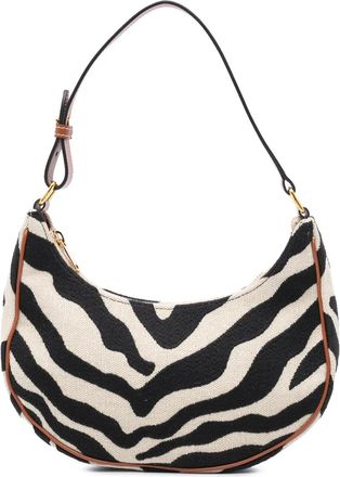 Celine Borsa a spalla Ava in tela con stampa zebra 2021 - Bianco