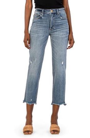 Kut from the Kloth Rachael Fab Ab Frayed High Waist Crop Mom Jeans in Built at Nordstrom Rack, Size 10