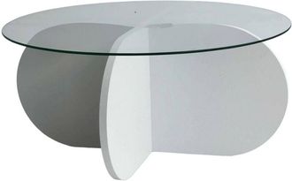 Dmora Mesa De Caf&eacute; Doliveir, Mesa De Centro Baja, Revistero Para Sof&aacute;, Estante De La Sala De Estar, 75x75h35 Cm, Blanco - Dmora