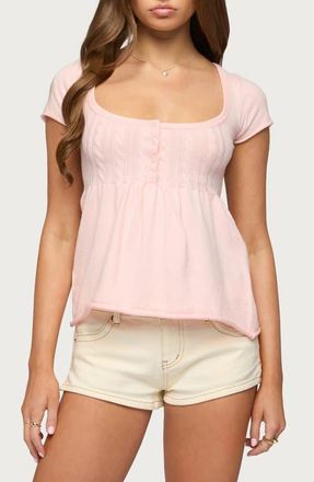 Edikted Ulyana Babydoll Top in Light-Pink at Nordstrom, Size X-Small