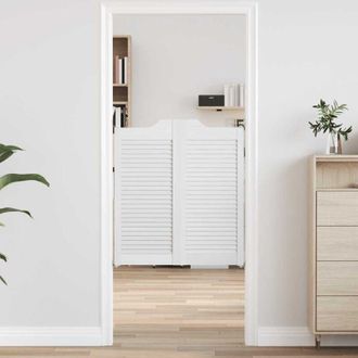 vidaXL Puertas Batientes Dise&ntilde;o De Lamas 1 Par Blanco 90x80 Cm Vidaxl