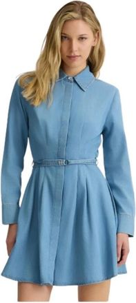 Liu Jo Denim overhemdjurk met strass knopen - Dames - Shirt Kleedjes - Blauw - 2XL - Denim - Kleedjes