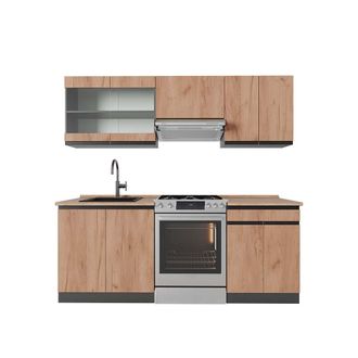 Vicco Mueble De Cocina R-line, Oro Power Roble/antracita, 200 Cm, Et Roble