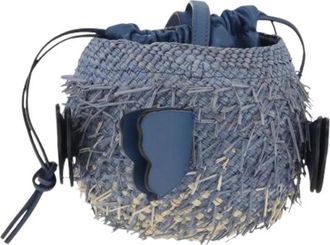 Loewe Pre-owned Raffia Shoulder Bag - Dames - Vintage Tas - Blauw - ONE Size - Vintage