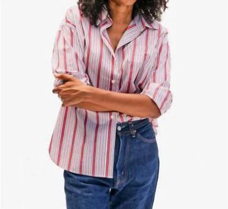 Clare Vivier Womens Emillette Oversized Shirt In Red/blue