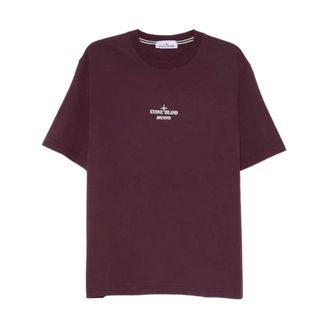 Stone Island T-Shirts, male, Purple, 2XL, Purple Crew Neck Cotton T-Shirt