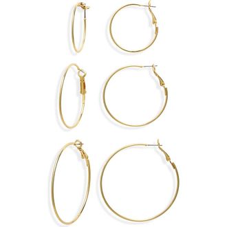 BP. Dipped Set of 3 Thin Hoop Earrings in 14K Gold Dipped at Nordstrom