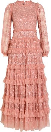 Needle & Thread Blossom Floral-embroidered Tulle Gown - Pink - 12 (UK12 / M)
