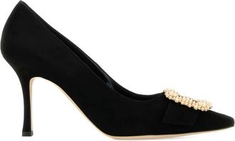 Manolo Blahnik 90 mm leren pumps met hak - Zwart