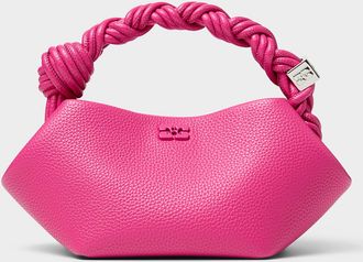 Ganni Womens Bou Mini pink braided handle bag