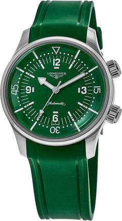 Longines Legend Diver Green Dial Rubber Strap Mens Watch L3.764.4.06.9