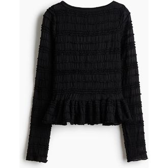 H&M Smocked Top in Black at Nordstrom, Size Xx-Large