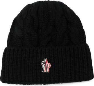 Moncler Black Grenoble Knitted Beanie Cap