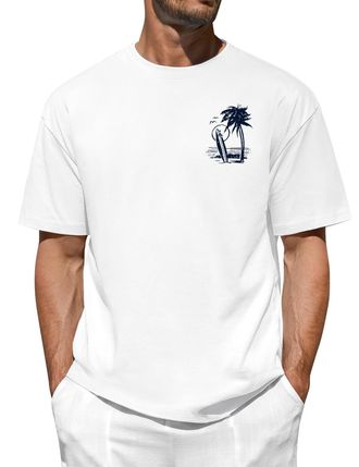 Heekpek Mens T Shirt Cotton T-Shirts for Men Short Sleeve Tops Crew Neck Graphic Printed Tee, B White, M