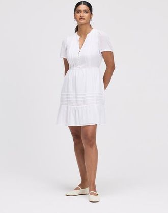 Finery Cotton Voile Short Dress in White at Nordstrom, Size 12