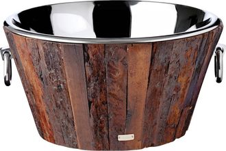 Edzard Xxl Premium Sektkühler Montgomery aus Teakholz & Edelstahl glänzend vernickelt, doppelwandig ø 47 cm