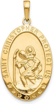 Diamond2Deal 14k Yellow Gold Polished Solid Saint Christopher Medal Oval Pendant