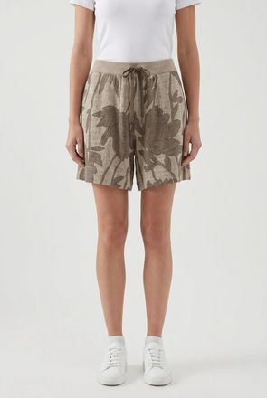 Brunello Cucinelli Beige Linen Silk Shorts, Size XXS