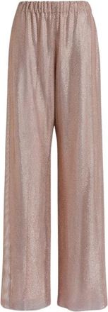 Alberta Ferretti Micro-strass broek met wijde pijpen - Dames - Wijde Broeken - Roze - S - Polyester - Broeken