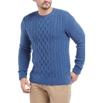 Barbour Essential Chunky Cable Crewneck Wool Blend Sweater in Denim Marl at Nordstrom Rack, Size Xx-Large
