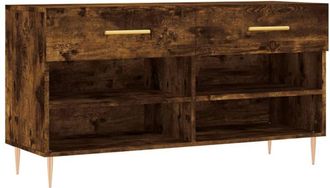 vidaXL Shoe Bench Smoked Oak 102x35x55 cm Engineered Wood Vidaxl