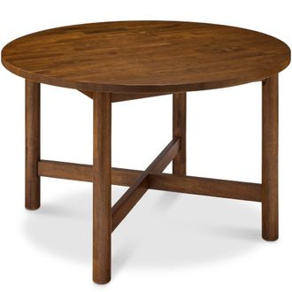 Best Choice Products 47In Round Solid Wood Dining Table, Modern Farmhouse Table For 4, Space Saving, Easy Assembly